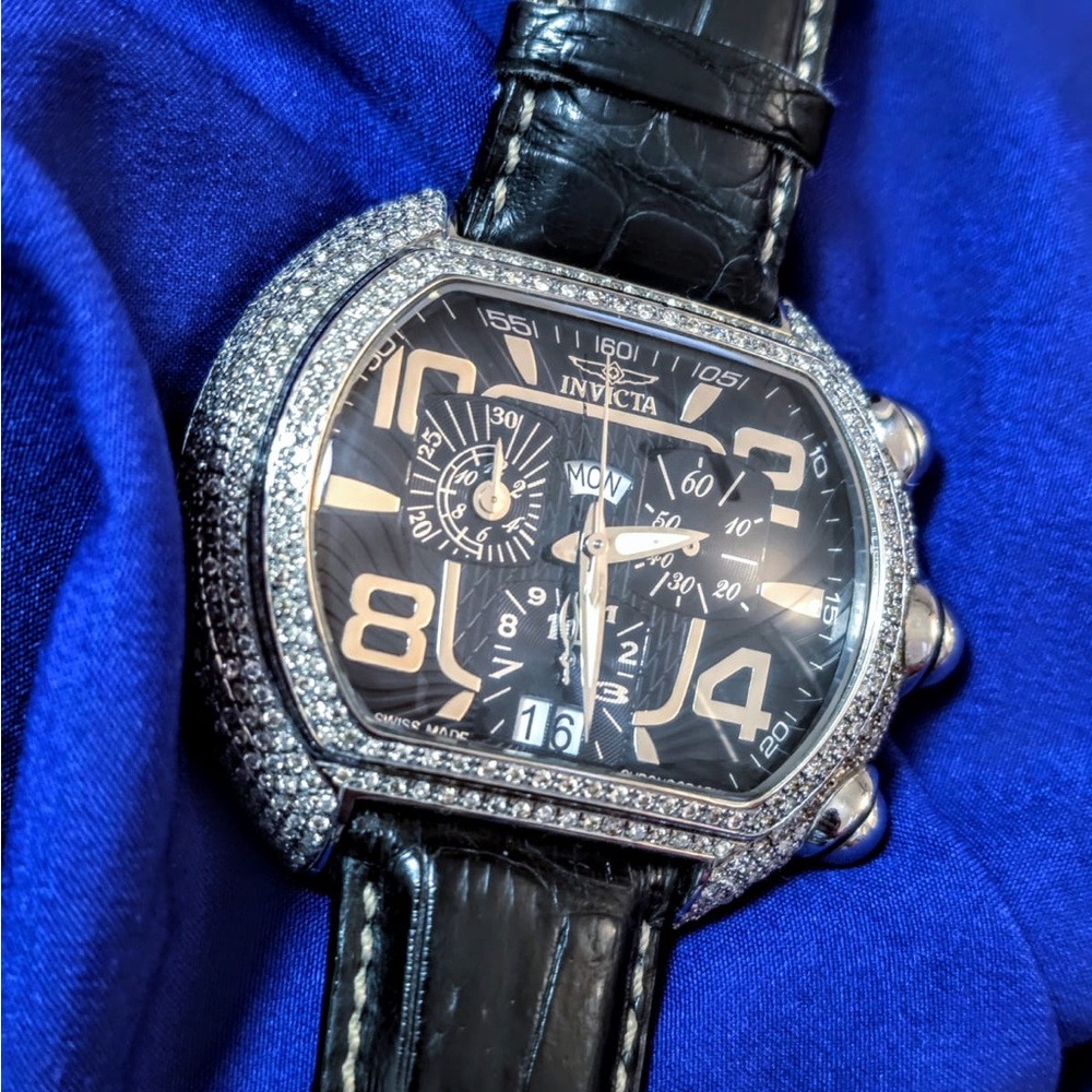 Invicta Grand Horizon Rare Collectible 3.4 CT Diamonds Swiss Chrono Mens Watch - Picture 6 of 10